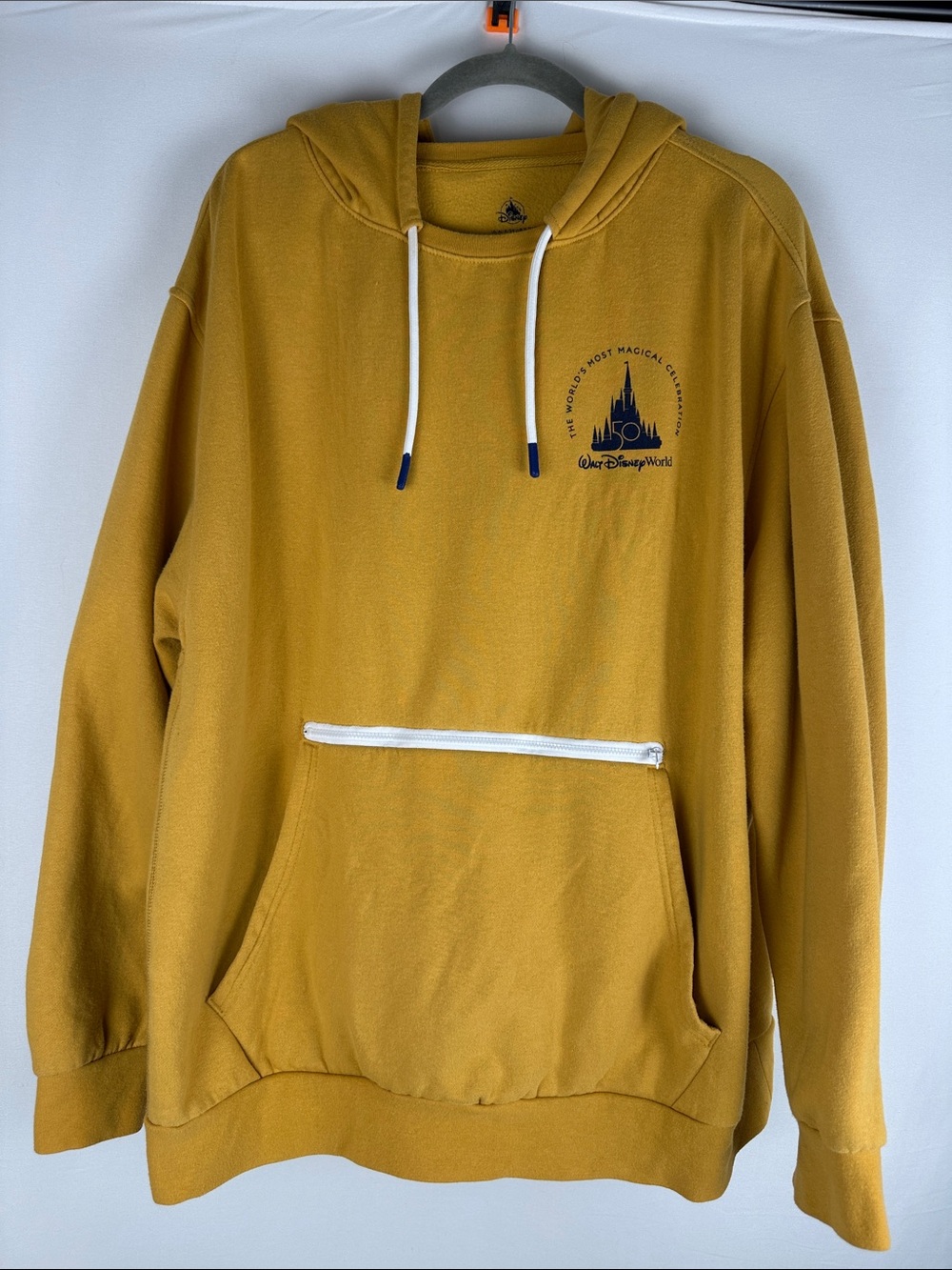 Walt Disney World 50th Anniversary Mustard Yellow Hooded Pullover Sweater